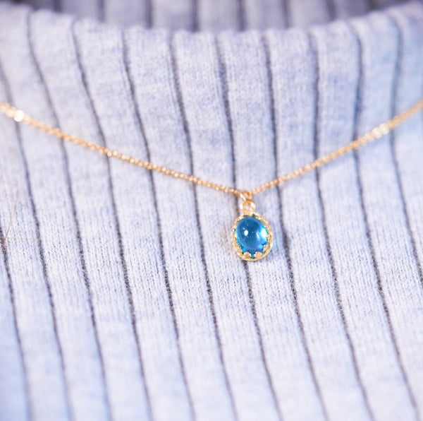 【11月誕生石】スイスブルートパーズ　オーバルネックレス【Swiss Blue Topaz/Oval necklace】