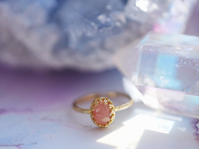 【10月誕生石】ピンクオパール　オーバルリング【Pink Opal/Oval ring】